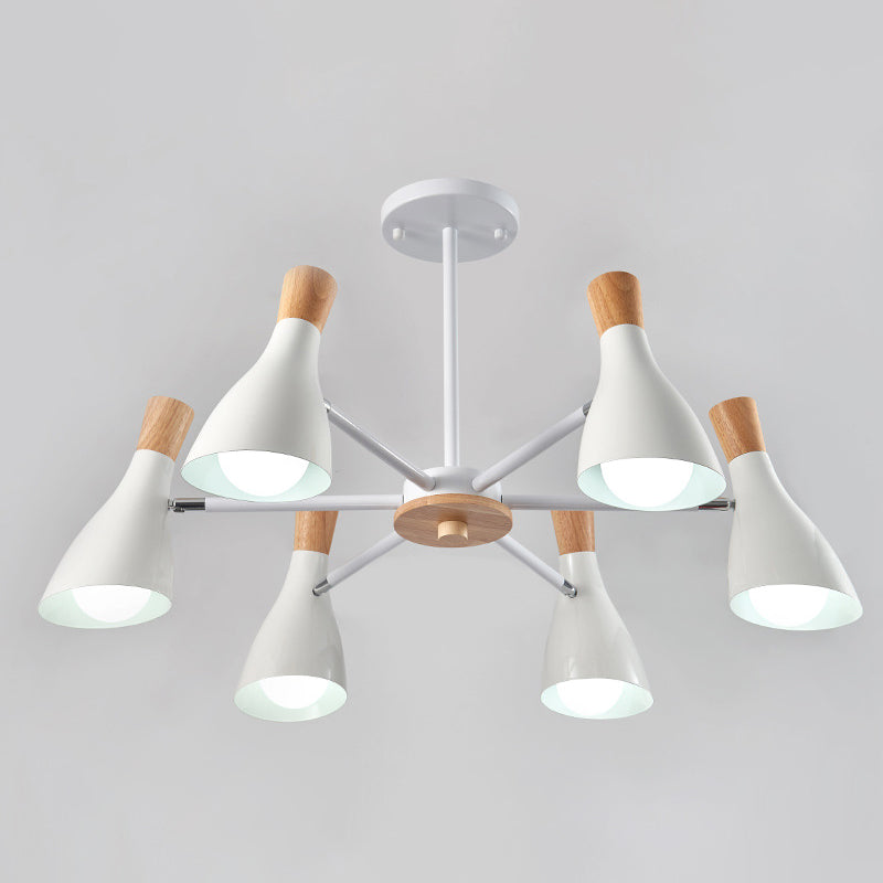 Iron Bias-Cut Bottle Chandelier Lamp Macaron Style Wood Pendant Light for Living Room Clearhalo 'Ceiling Lights' 'Chandeliers' Lighting' options 2307544