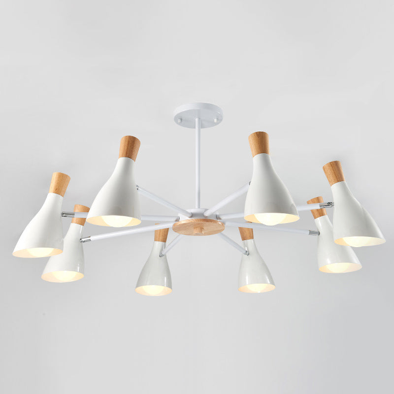 Iron Bias-Cut Bottle Chandelier Lamp Macaron Style Wood Pendant Light for Living Room Clearhalo 'Ceiling Lights' 'Chandeliers' Lighting' options 2307546