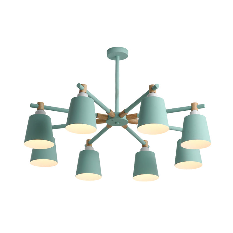 Horn Shade Hanging Light Fixture Nordic Metal Bedroom Ceiling Chandelier with Wooden Joint Clearhalo 'Ceiling Lights' 'Chandeliers' Lighting' options 2307558