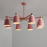 Horn Shade Hanging Light Fixture Nordic Metal Bedroom Ceiling Chandelier with Wooden Joint Clearhalo 'Ceiling Lights' 'Chandeliers' Lighting' options 2307560