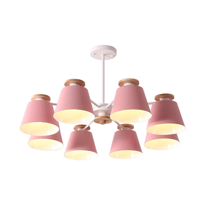 Macaron Trifle Cup Shaped Chandelier Metallic Dining Room Ceiling Pendant Light with Wood Deco Clearhalo 'Ceiling Lights' 'Chandeliers' Lighting' options 2307572