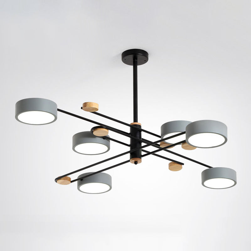 Criss-Cross LED Chandelier Nordic Novelty Metal 6-Light Living Room Hanging Lamp Grey Clearhalo 'Ceiling Lights' 'Chandeliers' Lighting' options 2307623_2d777181-8902-41ec-9af1-3ad13a937008