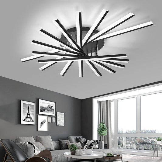 Fan Shaped Bedroom LED Ceiling Fixture Acrylic Minimalism Semi Mount Lighting in Black Clearhalo 'Ceiling Lights' 'Close To Ceiling Lights' 'Close to ceiling' 'Semi-flushmount' Lighting' 2307722