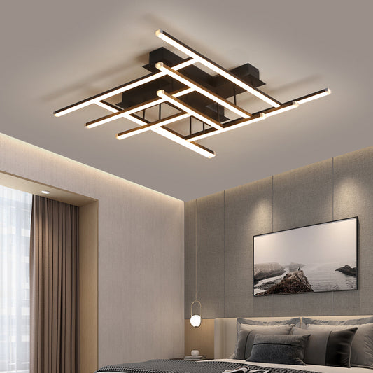 Crossed LED Semi Flush Ceiling Light Fixture Minimalist Acrylic Flushmount Lighting in Black Clearhalo 'Ceiling Lights' 'Close To Ceiling Lights' 'Close to ceiling' 'Semi-flushmount' Lighting' 2307744