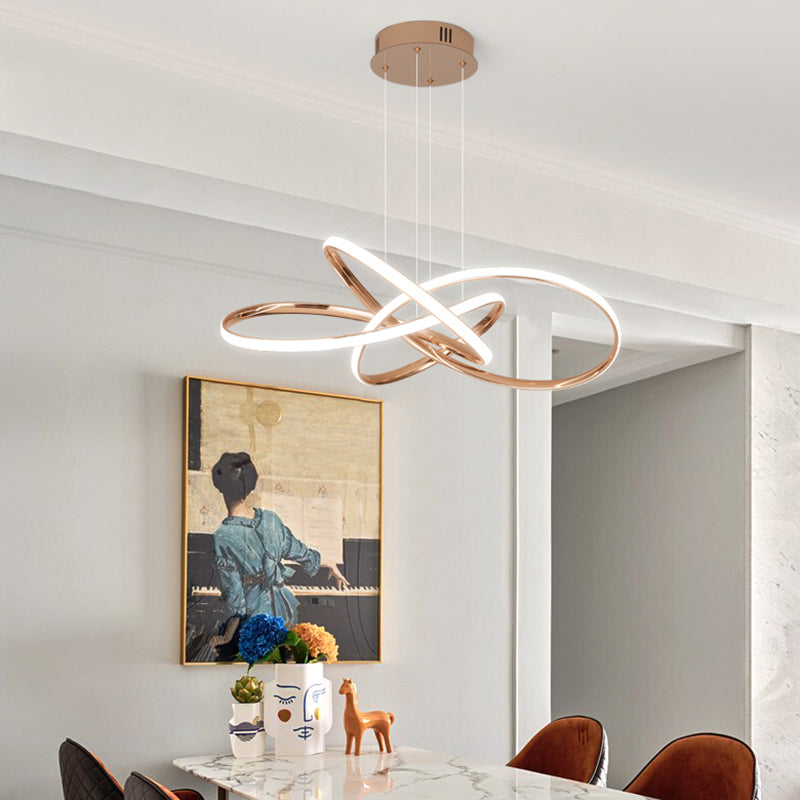 Simplicity Elegant LED Hanging Lamp Twisting Pendant Chandelier with Acrylic Shade Clearhalo 'Ceiling Lights' 'Chandeliers' 'Modern Chandeliers' 'Modern' Lighting' 2307750