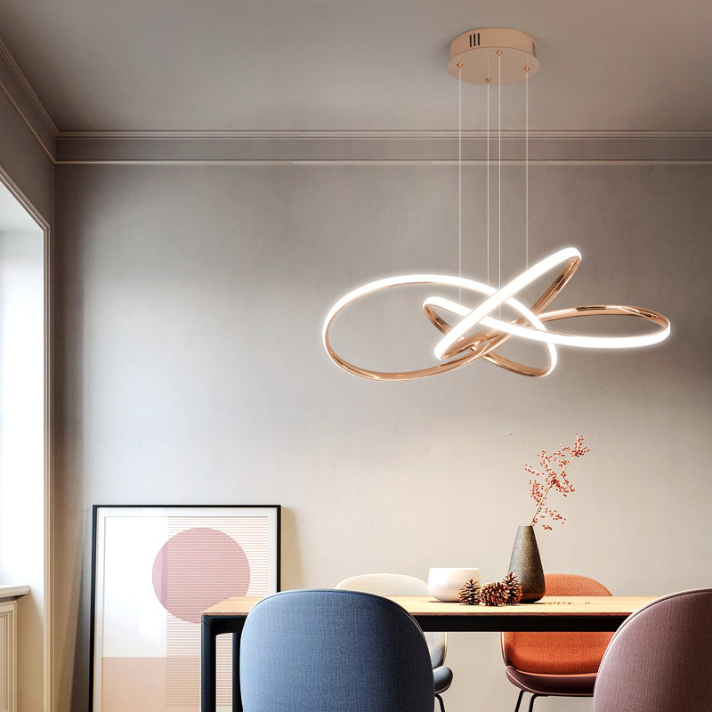 Simplicity Elegant LED Hanging Lamp Twisting Pendant Chandelier with Acrylic Shade Clearhalo 'Ceiling Lights' 'Chandeliers' 'Modern Chandeliers' 'Modern' Lighting' 2307752
