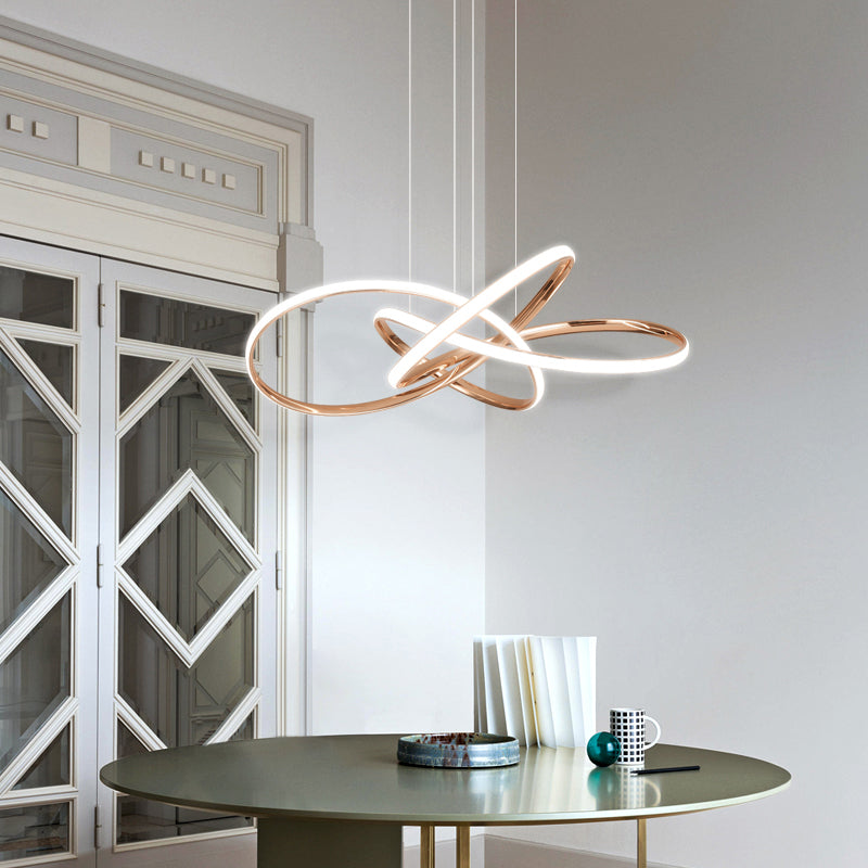 Simplicity Elegant LED Hanging Lamp Twisting Pendant Chandelier with Acrylic Shade Clearhalo 'Ceiling Lights' 'Chandeliers' 'Modern Chandeliers' 'Modern' Lighting' 2307753