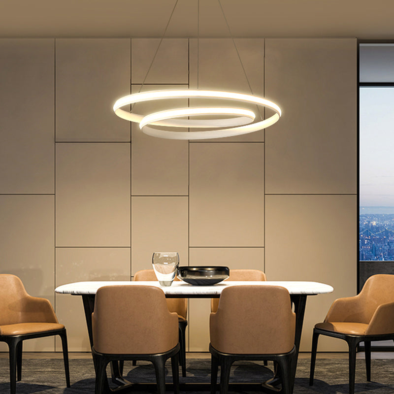 Loop Shaped Dining Room Suspension Lamp Aluminum LED Minimalist Chandelier Light Clearhalo 'Ceiling Lights' 'Chandeliers' 'Modern Chandeliers' 'Modern' Lighting' 2307763
