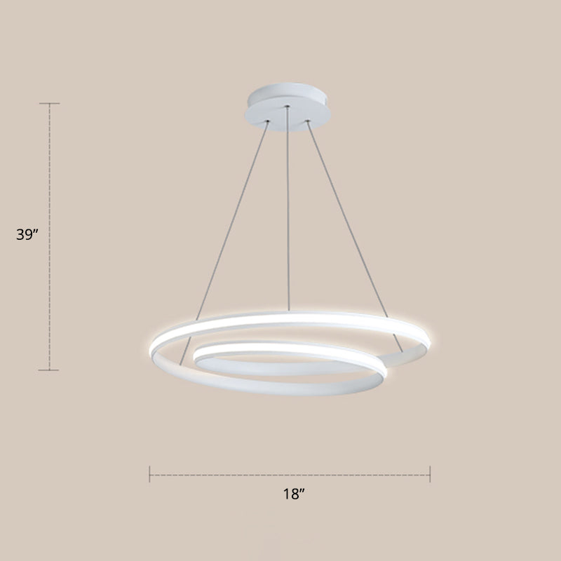 Loop Shaped Dining Room Suspension Lamp Aluminum LED Minimalist Chandelier Light White 18" Warm Clearhalo 'Ceiling Lights' 'Chandeliers' 'Modern Chandeliers' 'Modern' Lighting' 2307770