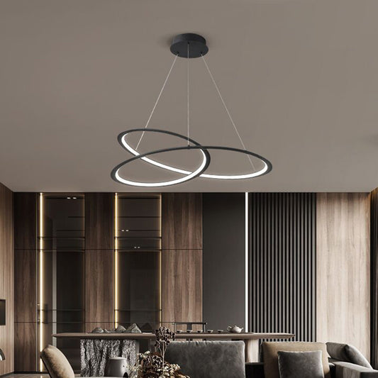 Living Room Chandelier Lamp Minimalist LED Pendant Light with Twisted Aluminum Shade Clearhalo 'Ceiling Lights' 'Chandeliers' 'Modern Chandeliers' 'Modern' Lighting' 2307783
