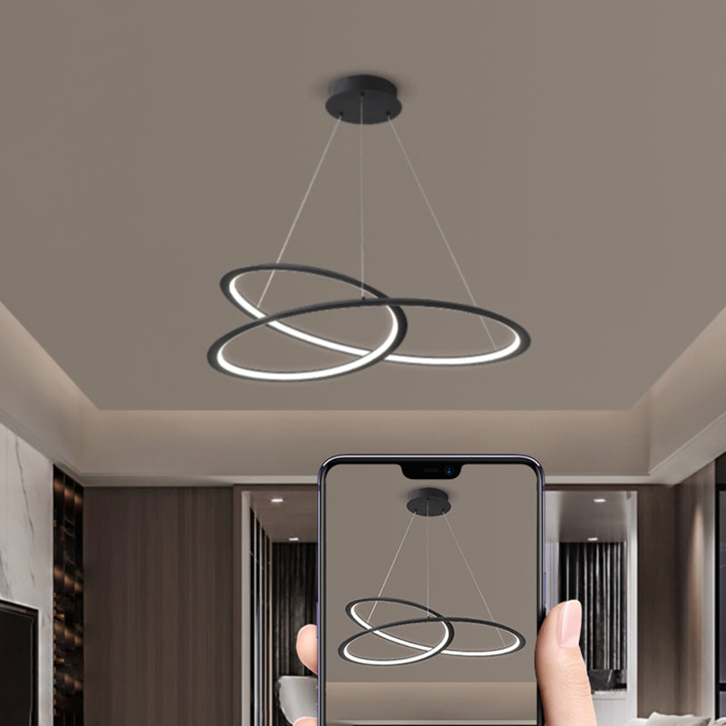 Living Room Chandelier Lamp Minimalist LED Pendant Light with Twisted Aluminum Shade Clearhalo 'Ceiling Lights' 'Chandeliers' 'Modern Chandeliers' 'Modern' Lighting' 2307786