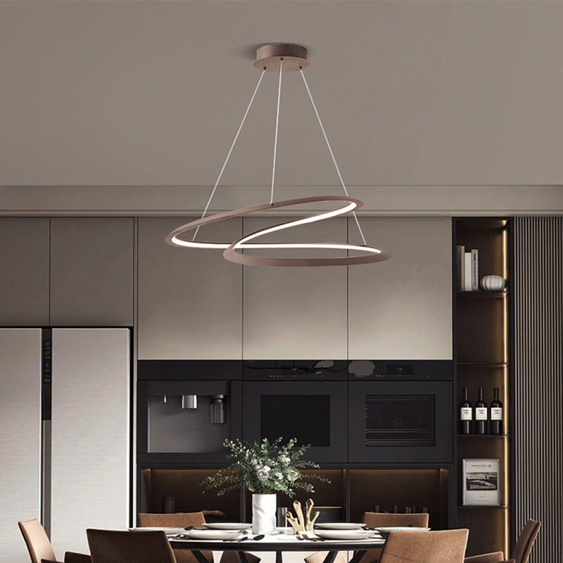 Living Room Chandelier Lamp Minimalist LED Pendant Light with Twisted Aluminum Shade Clearhalo 'Ceiling Lights' 'Chandeliers' 'Modern Chandeliers' 'Modern' Lighting' 2307787