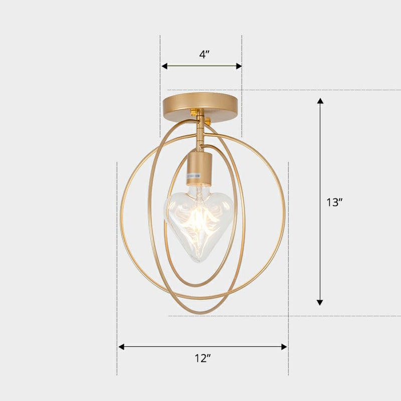 1 Head Geometric Semi Flush Light Nordic Metal Ceiling Mounted Lamp for Corridor Gold C Clearhalo 'Ceiling Lights' 'Close To Ceiling Lights' 'Close to ceiling' 'Semi-flushmount' Lighting' 2307896