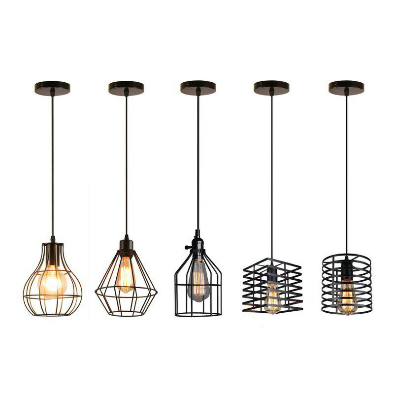 Iron Cage Pendant Lighting Fixture Farmhouse 1 Head Dining Room Suspension Lamp in Black Clearhalo 'Art Deco Pendants' 'Black' 'Cast Iron' 'Ceiling Lights' 'Ceramic' 'Crystal' 'Industrial Pendants' 'Industrial' 'Metal' 'Middle Century Pendants' 'Pendant Lights' 'Pendants' 'Rustic Pendants' 'Tiffany' Lighting' 2307918