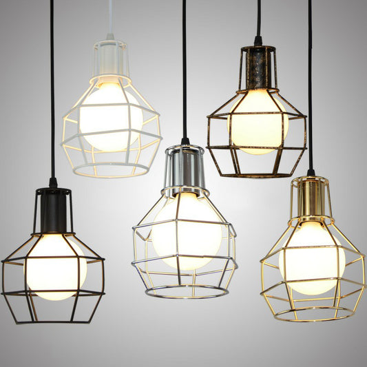 Ball Shaped Cage Bedroom Ceiling Hang Lamp Industrial Metal 1 Bulb Pendant Light Fixture Clearhalo 'Ceiling Lights' 'Pendant Lights' 'Pendants' Lighting' 2307922