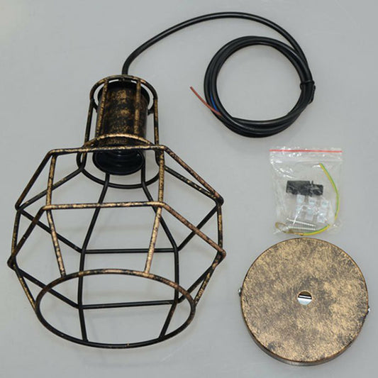 Ball Shaped Cage Bedroom Ceiling Hang Lamp Industrial Metal 1 Bulb Pendant Light Fixture Clearhalo 'Ceiling Lights' 'Pendant Lights' 'Pendants' Lighting' 2307927