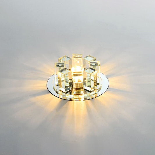 Stainless Steel Round Flush Light Simplicity Crystal Block LED Ceiling Flush Light for Entryway Clearhalo 'Ceiling Lights' 'Close To Ceiling Lights' 'Close to ceiling' 'Flush mount' Lighting' 2307959