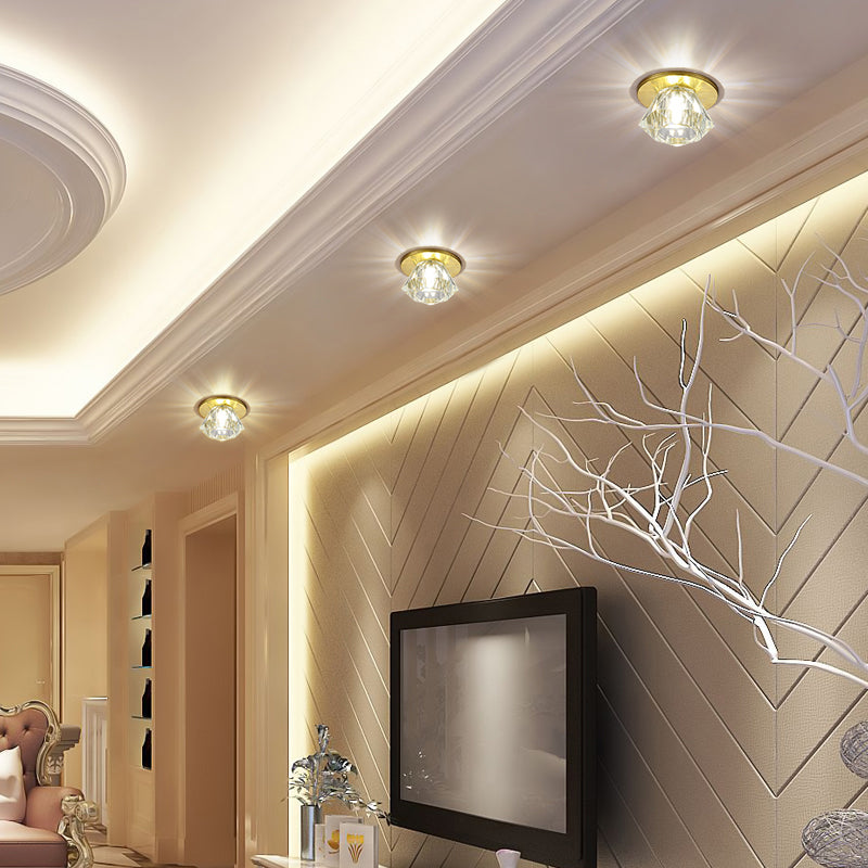 Gemstone Shaped Ceiling Flush Mount Simple Clear Crystal Hallway Flush Light Fixture Clearhalo 'Ceiling Lights' 'Close To Ceiling Lights' 'Close to ceiling' 'Flush mount' Lighting' 2307961