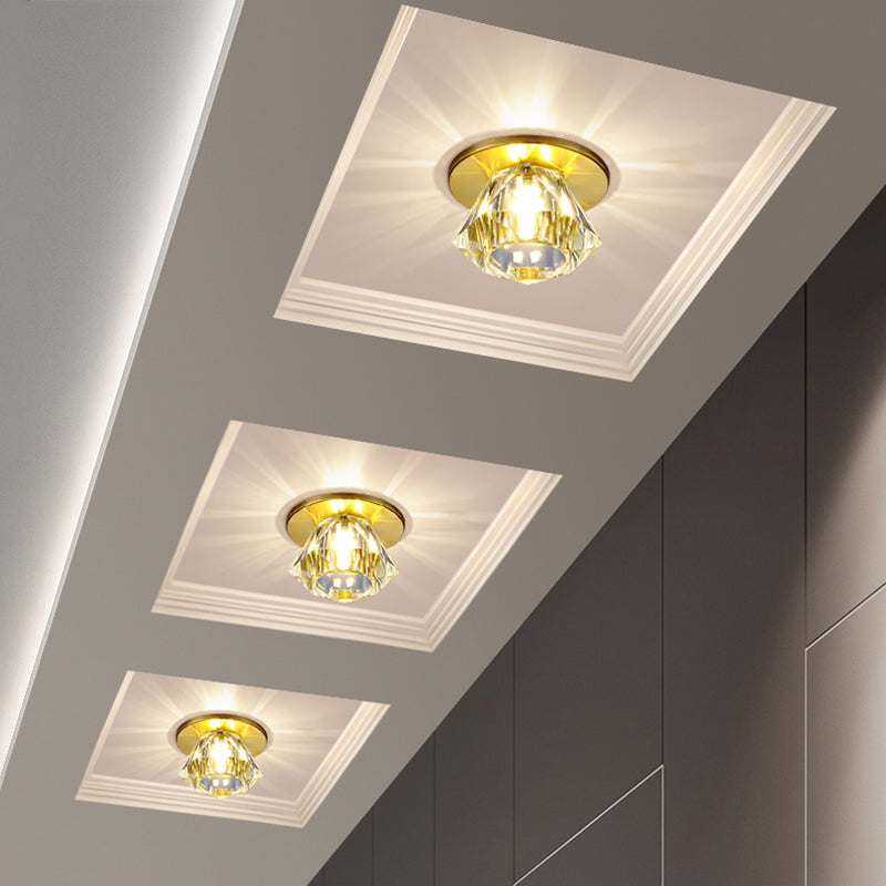 Gemstone Shaped Ceiling Flush Mount Simple Clear Crystal Hallway Flush Light Fixture Clearhalo 'Ceiling Lights' 'Close To Ceiling Lights' 'Close to ceiling' 'Flush mount' Lighting' 2307962