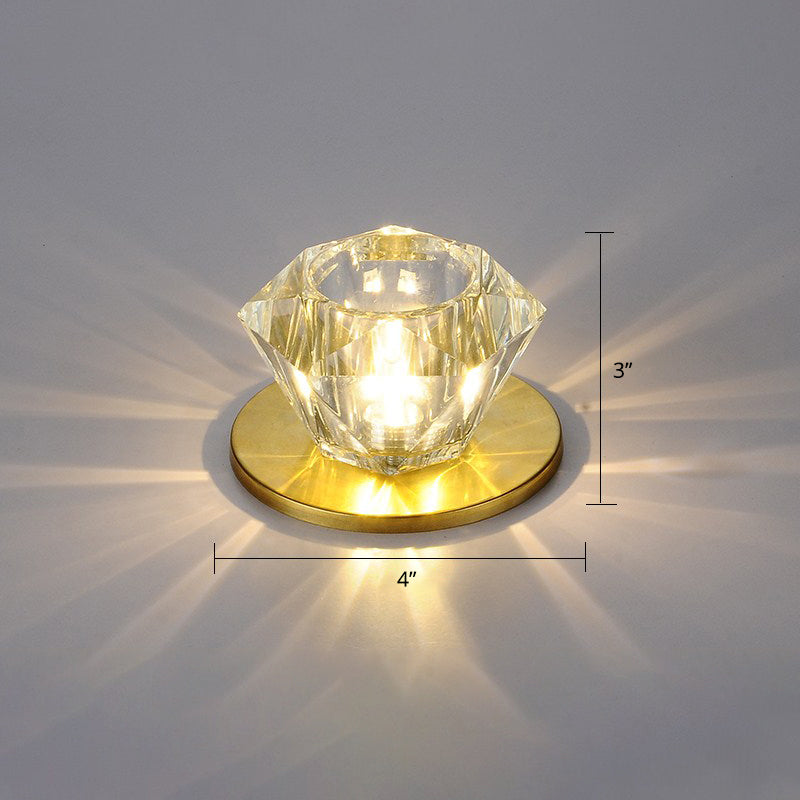 Gemstone Shaped Ceiling Flush Mount Simple Clear Crystal Hallway Flush Light Fixture Clear Warm Clearhalo 'Ceiling Lights' 'Close To Ceiling Lights' 'Close to ceiling' 'Flush mount' Lighting' 2307963