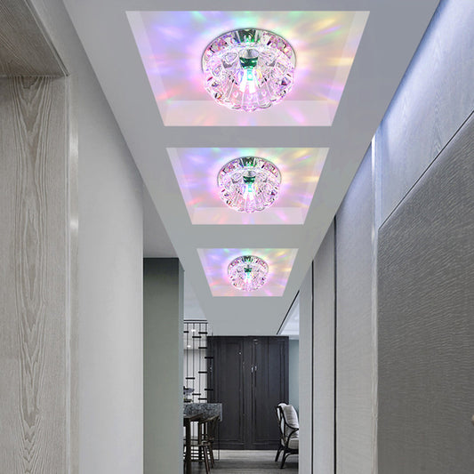 Lotus Shaped Hallway Ceiling Fixture Crystal Contemporary LED Flush Mount Light in Clear Clear Multi Color Clearhalo 'Ceiling Lights' 'Close To Ceiling Lights' 'Close to ceiling' 'Flush mount' Lighting' 2307966