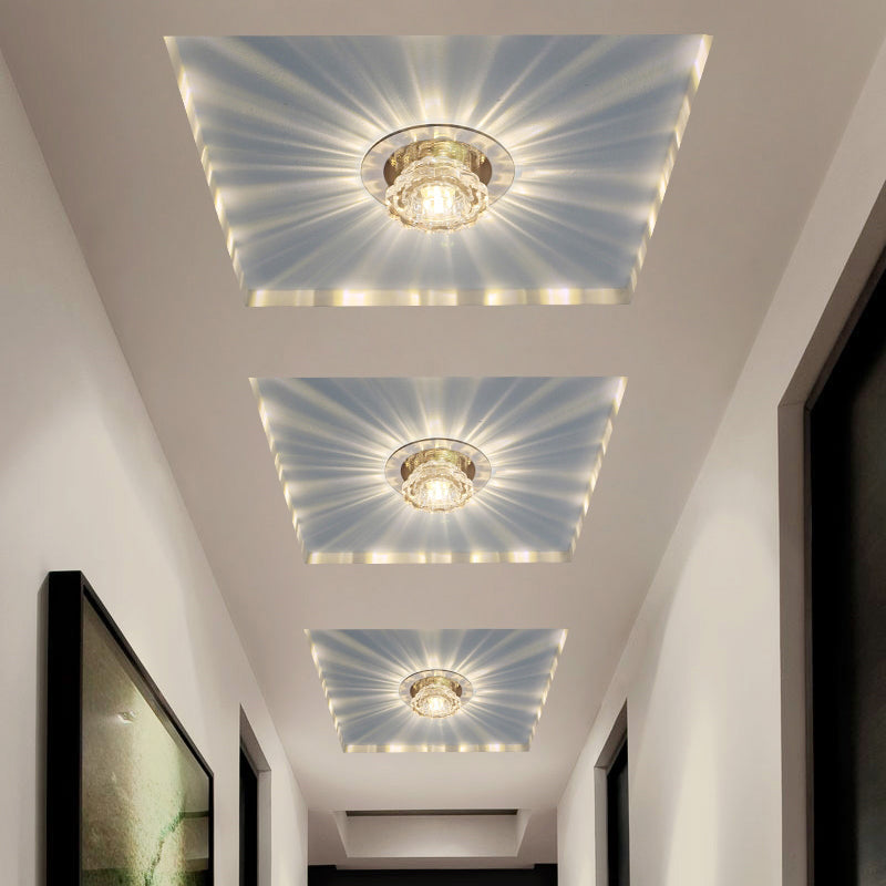 Scalloped Flush Ceiling Light Minimalist Crystal Clear Flush Mount Fixture for Corridor Clearhalo 'Ceiling Lights' 'Close To Ceiling Lights' 'Close to ceiling' 'Flush mount' Lighting' 2307973