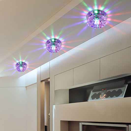 Clear Crystal Floral LED Ceiling Light Minimalist Flush Mount Lighting Fixture for Corridor Clear Multi Color Clearhalo 'Ceiling Lights' 'Close To Ceiling Lights' 'Close to ceiling' 'Flush mount' Lighting' 2307978