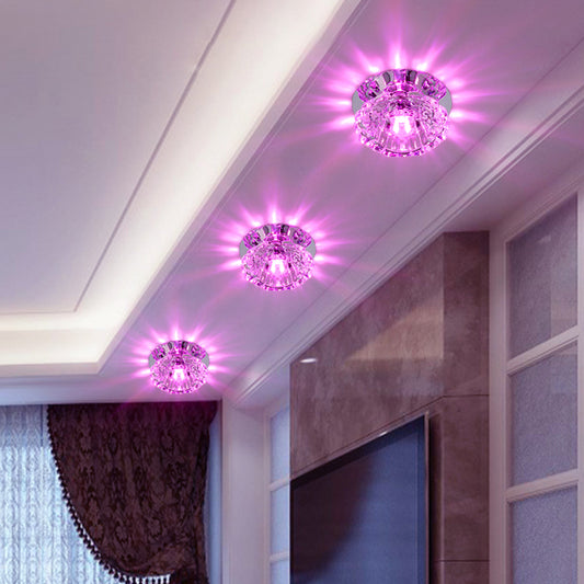 Clear Crystal Floral LED Ceiling Light Minimalist Flush Mount Lighting Fixture for Corridor Clear Purple Clearhalo 'Ceiling Lights' 'Close To Ceiling Lights' 'Close to ceiling' 'Flush mount' Lighting' 2307979