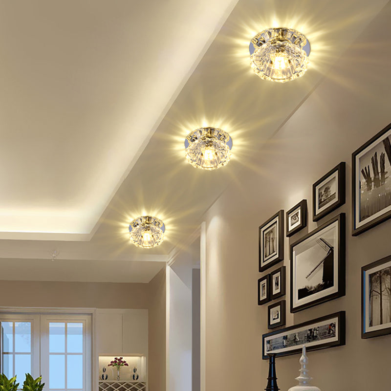 Clear Crystal Floral LED Ceiling Light Minimalist Flush Mount Lighting Fixture for Corridor Clear Warm Clearhalo 'Ceiling Lights' 'Close To Ceiling Lights' 'Close to ceiling' 'Flush mount' Lighting' 2307980