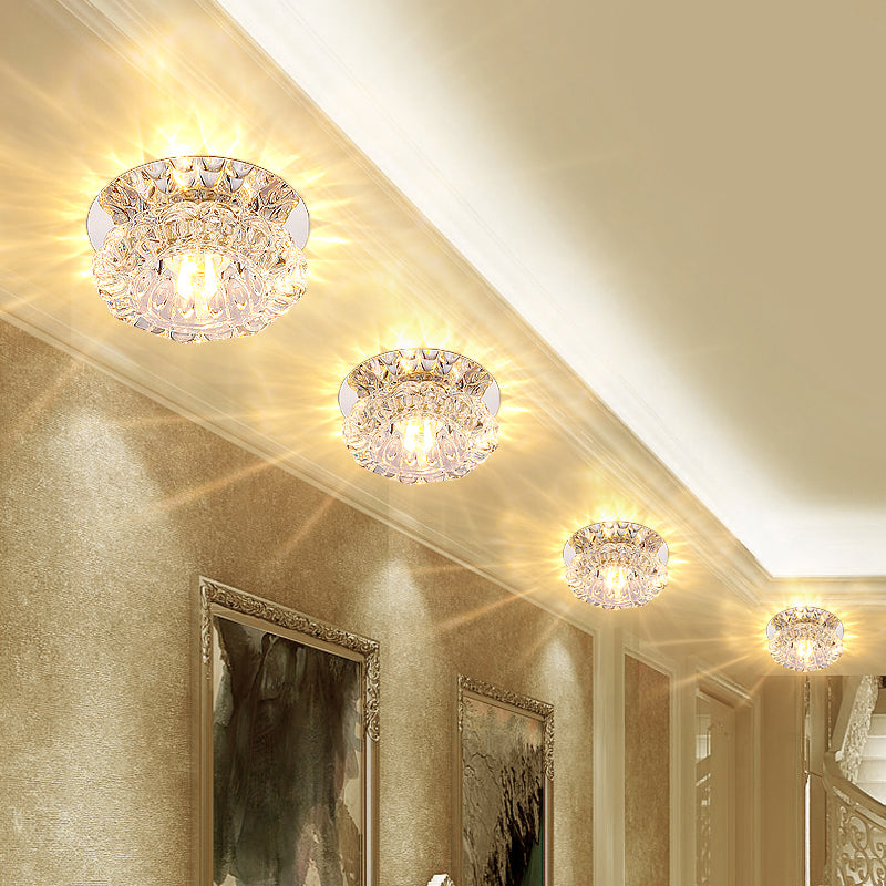 Flower Corridor Flush Mount Lamp Clear Crystal Minimalist LED Ceiling Flush Light Clearhalo 'Ceiling Lights' 'Close To Ceiling Lights' 'Close to ceiling' 'Flush mount' Lighting' 2307984