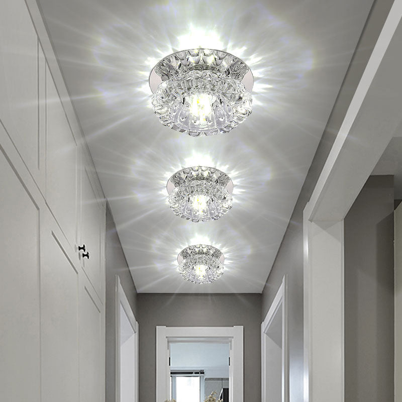 Flower Corridor Flush Mount Lamp Clear Crystal Minimalist LED Ceiling Flush Light Clear White Clearhalo 'Ceiling Lights' 'Close To Ceiling Lights' 'Close to ceiling' 'Flush mount' Lighting' 2307985