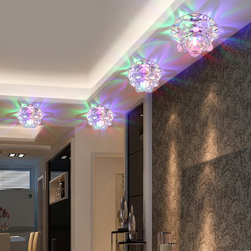 Lotus LED Spotlight Ceiling Fixture Modern Clear Crystal Living Room Flush Mount Lighting Clearhalo 'Ceiling Lights' 'Close To Ceiling Lights' 'Close to ceiling' 'Flush mount' Lighting' 2308003