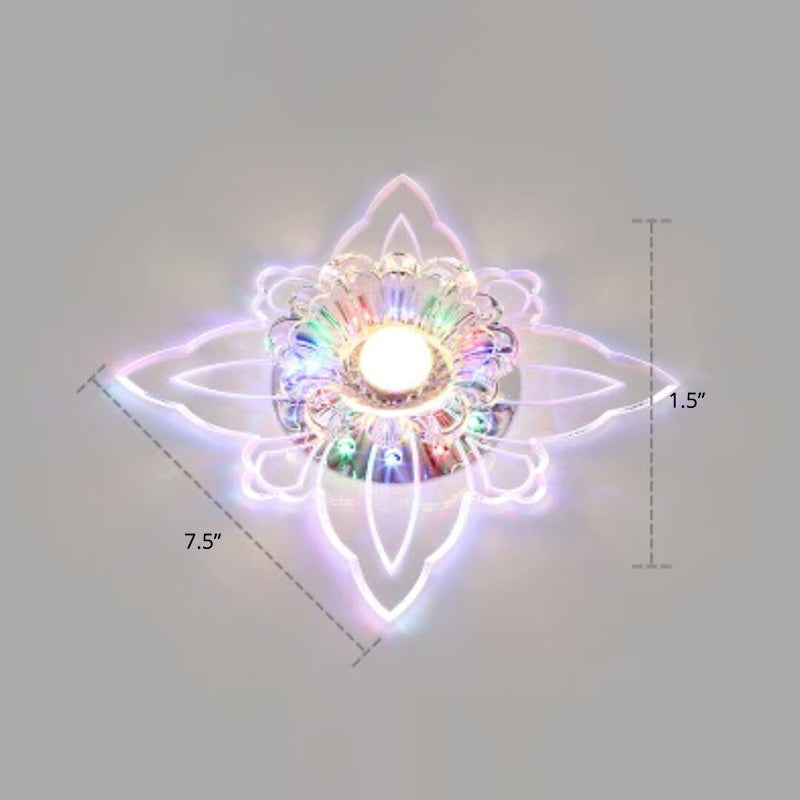 Floral Crystal LED Flushmount Lighting Contemporary Clear Flush Mount Ceiling Light for Hallway Clear Multi Color Clearhalo 'Ceiling Lights' 'Close To Ceiling Lights' 'Close to ceiling' 'Flush mount' Lighting' 2308043