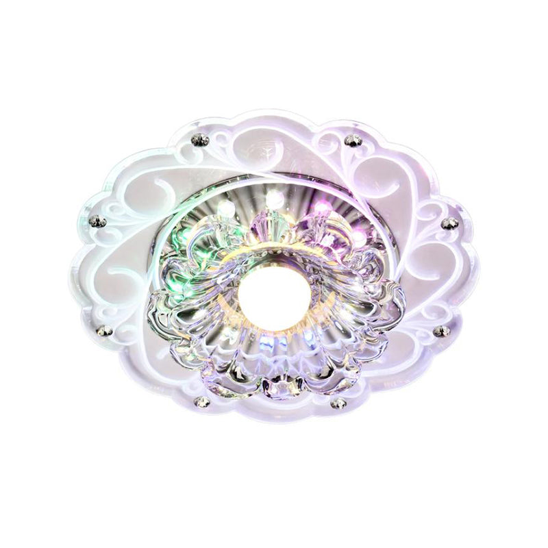 Floral Swirls Crystal Ceiling Lamp Modernism Clear Flush Mounted Light for Entryway Clearhalo 'Ceiling Lights' 'Close To Ceiling Lights' 'Close to ceiling' 'Flush mount' Lighting' 2308079