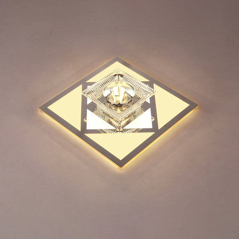 Ultra-Thin Flush Mount Spotlight Modern Clear Crystal Flushmount Ceiling Lamp for Corridor Clear D Clearhalo 'Ceiling Lights' 'Close To Ceiling Lights' 'Close to ceiling' 'Flush mount' Lighting' 2308084