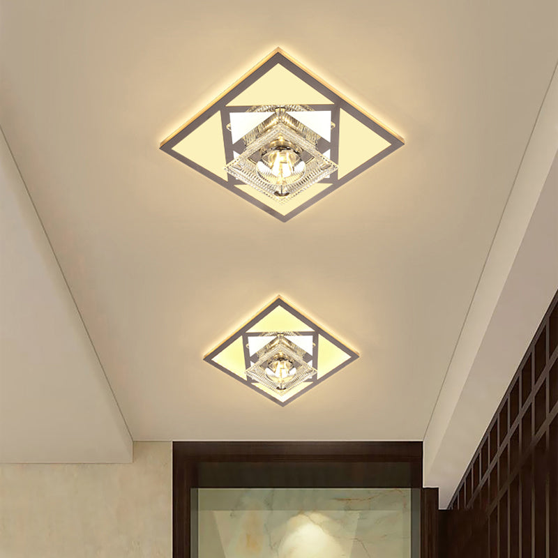 Ultra-Thin Flush Mount Spotlight Modern Clear Crystal Flushmount Ceiling Lamp for Corridor Clearhalo 'Ceiling Lights' 'Close To Ceiling Lights' 'Close to ceiling' 'Flush mount' Lighting' 2308085
