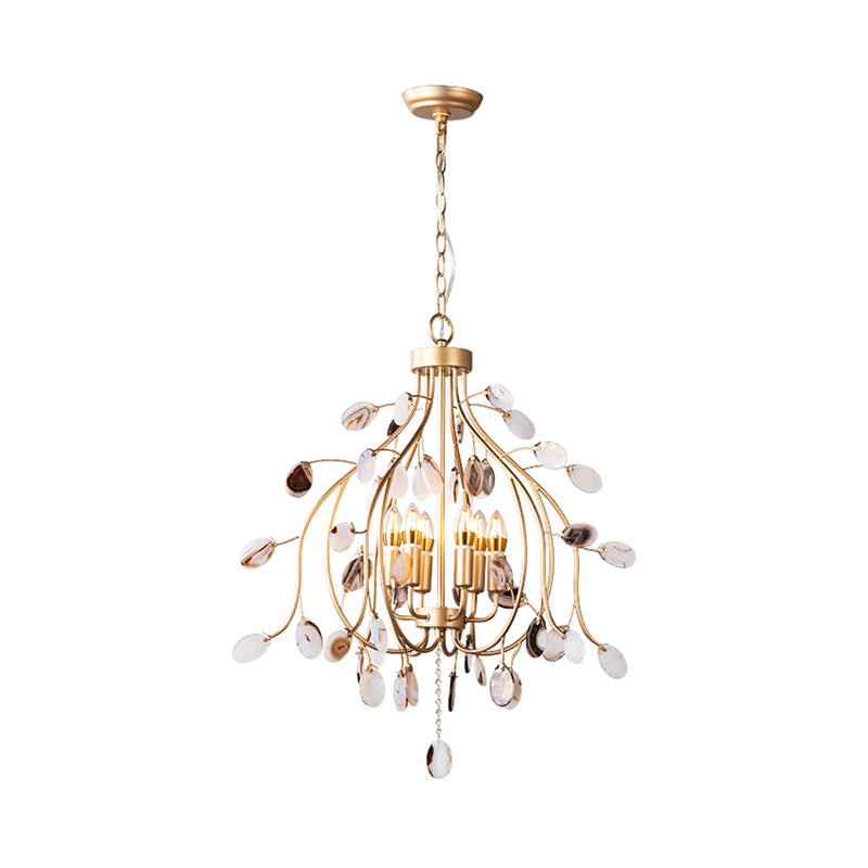 Brass Leaf Chandelier Lighting Modern Metal 3/6 Bulbs Pendant Light Fixture for Bedroom Clearhalo 'Ceiling Lights' 'Chandeliers' Lighting' options 230813