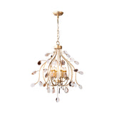 Brass Leaf Chandelier Lighting Modern Metal 3/6 Bulbs Pendant Light Fixture for Bedroom Clearhalo 'Ceiling Lights' 'Chandeliers' Lighting' options 230813