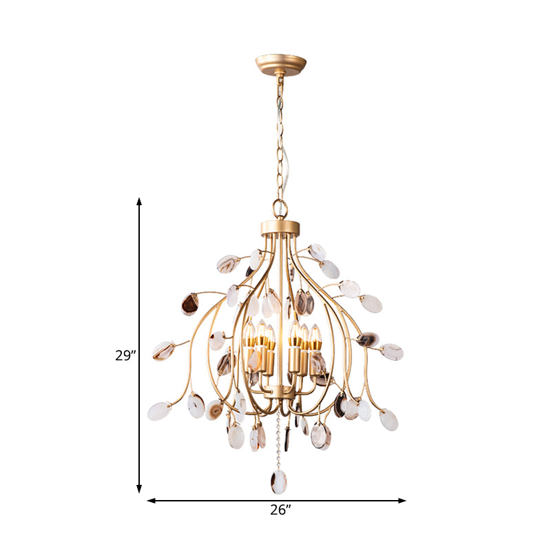 Brass Leaf Chandelier Lighting Modern Metal 3/6 Bulbs Pendant Light Fixture for Bedroom Clearhalo 'Ceiling Lights' 'Chandeliers' Lighting' options 230814