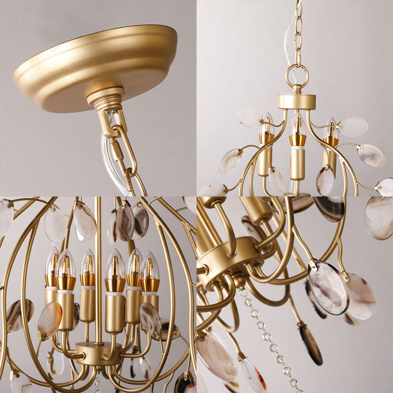 Brass Leaf Chandelier Lighting Modern Metal 3/6 Bulbs Pendant Light Fixture for Bedroom Clearhalo 'Ceiling Lights' 'Chandeliers' Lighting' options 230815