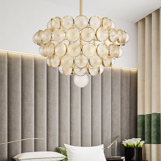 23.5"/33.5" Wide Bubble Chandelier Lamp Modernism Crystal Beige LED Pendant Lighting Fixture for Bedroom Clearhalo 'Ceiling Lights' 'Chandeliers' Lighting' options 230836