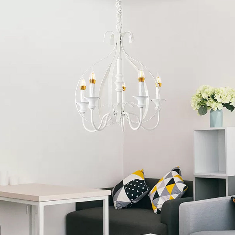 Metal Branch Chandelier Modernism 5 Heads White Pendant Lighting Fixture for Dining Room Clearhalo 'Ceiling Lights' 'Chandeliers' Lighting' options 230892