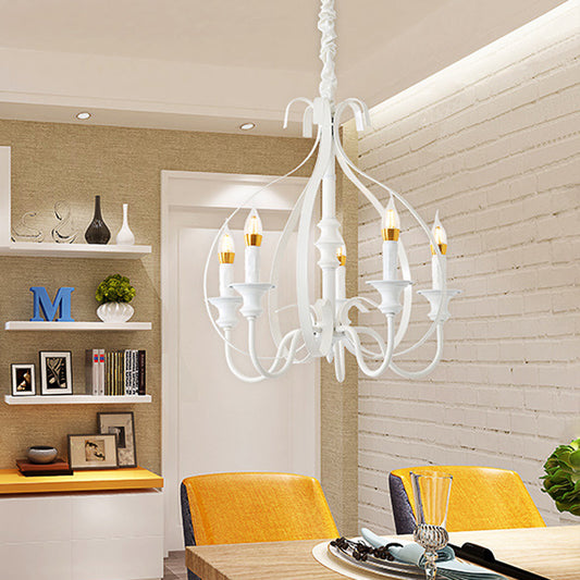 Metal Branch Chandelier Modernism 5 Heads White Pendant Lighting Fixture for Dining Room Clearhalo 'Ceiling Lights' 'Chandeliers' Lighting' options 230893