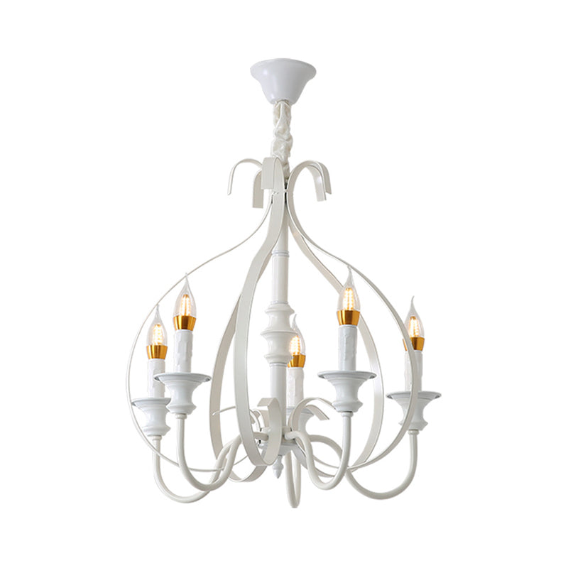 Metal Branch Chandelier Modernism 5 Heads White Pendant Lighting Fixture for Dining Room Clearhalo 'Ceiling Lights' 'Chandeliers' Lighting' options 230894