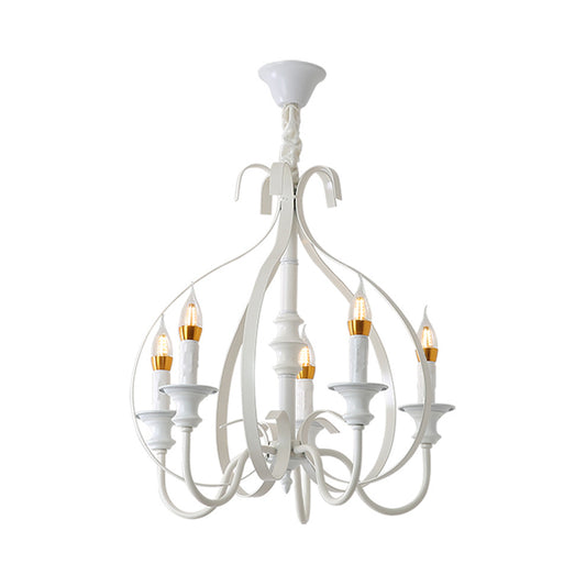 Metal Branch Chandelier Modernism 5 Heads White Pendant Lighting Fixture for Dining Room Clearhalo 'Ceiling Lights' 'Chandeliers' Lighting' options 230894