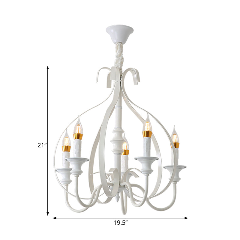 Metal Branch Chandelier Modernism 5 Heads White Pendant Lighting Fixture for Dining Room Clearhalo 'Ceiling Lights' 'Chandeliers' Lighting' options 230895