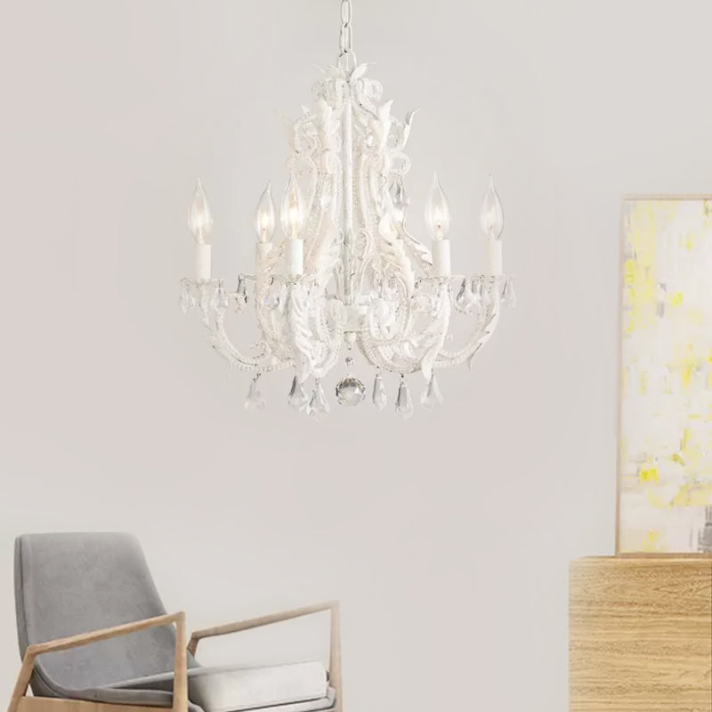 Grey/White Spur Chandelier Modern 5/6 Heads Crystal Ceiling Pendant Light for Living Room Clearhalo 'Ceiling Lights' 'Chandeliers' Lighting' options 230962