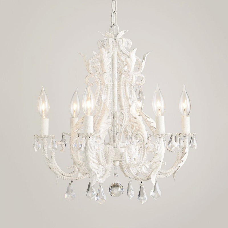 Grey/White Spur Chandelier Modern 5/6 Heads Crystal Ceiling Pendant Light for Living Room Clearhalo 'Ceiling Lights' 'Chandeliers' Lighting' options 230964