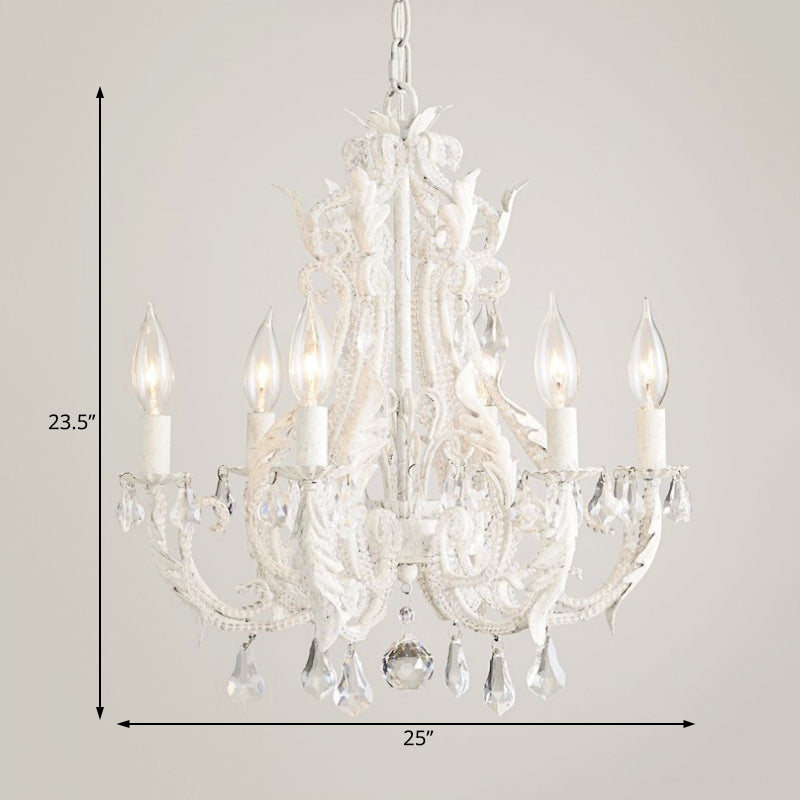 Grey/White Spur Chandelier Modern 5/6 Heads Crystal Ceiling Pendant Light for Living Room Clearhalo 'Ceiling Lights' 'Chandeliers' Lighting' options 230965