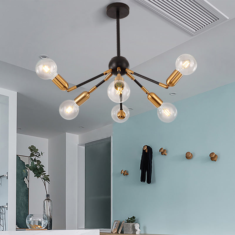 Abstract Metal Chandelier Lighting Modernist Multi Lights Gold Hanging Ceiling Lamp Fixture for Bedroom Clearhalo 'Ceiling Lights' 'Chandeliers' 'Modern Chandeliers' 'Modern' Lighting' 230986